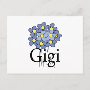 Postal Camiseta Gigi de flor azul bonito