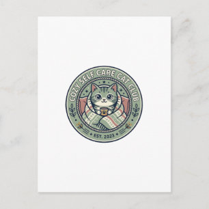 Postal Camiseta Gráfica de Gato de Autocuidado Acogedor -