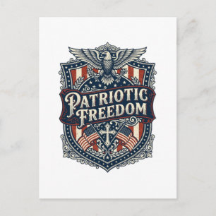Postal Camiseta gráfica vectorial de fe patriótica y libe