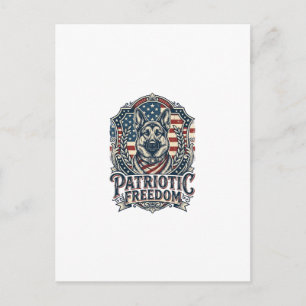 Postal Camiseta gráfica vectorial de pastor alemán patrió