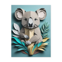 Camiseta Koala 3D de diseño de arte de papel