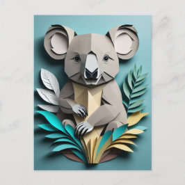 Postal Camiseta Koala 3D de diseño de arte de papel