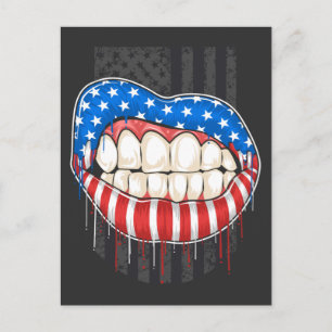Postal Camiseta Labios Americanos