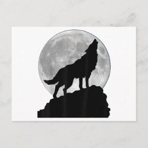Postal Camiseta Lobo en luz de luna - Cool perro completo
