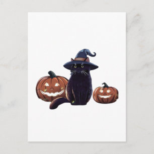 Postal Camiseta oversize de gato negro de Halloween