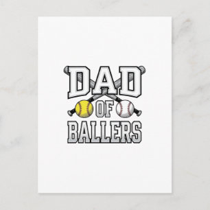 Postal Camiseta Retro de béisbol y sóftbol para papá de j