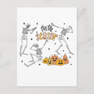 Postal Camiseta Retro de Halloween, Calavera Divertida de