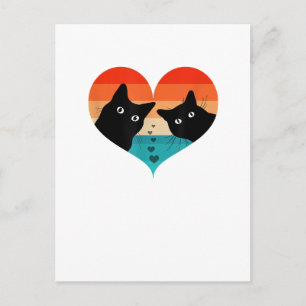Postal Camiseta Retro Vintage Pareja de Gatos Valiosa Gat