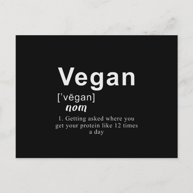 Postal Camiseta vegana divertida - Definición vegana (Anverso)