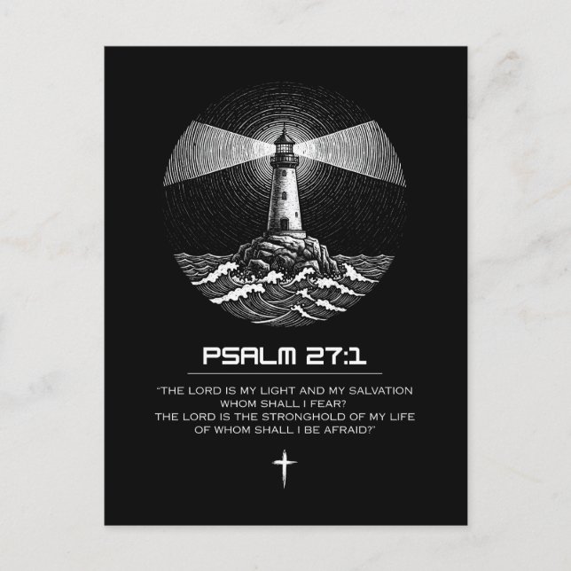 Postal Camiseta Versículo Bíblico Salmo 27:1 | Cristiano (Anverso)