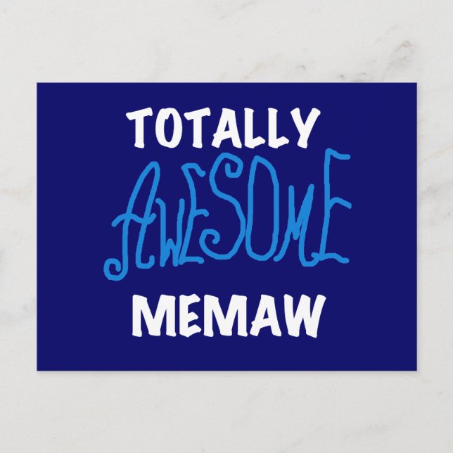 Postal Camisetas azul Memaw totalmente alucinantes (Anverso)