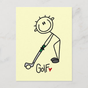 Postal Camisetas básicas de golf con figuras de palitos y