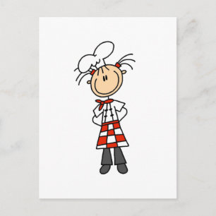 Postal Camisetas con figuras de palotes de Chef Mujer y R