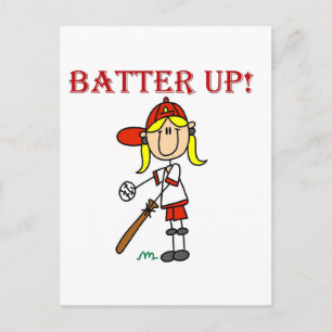 Postal Camisetas de béisbol Girl Batter Up y regalos