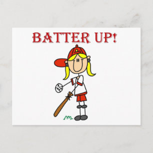 Postal Camisetas de béisbol Girl Batter Up y regalos