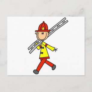 Postal Camisetas de Bombero con Escalera y Regalos