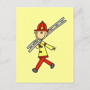 Postal Camisetas de Bombero con Escalera y Regalos
