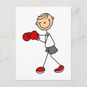 Postal Camisetas de boxeo de figuras de palitos y regalos