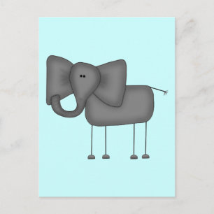 Postal Camisetas de elefante con figuras de palitos y reg