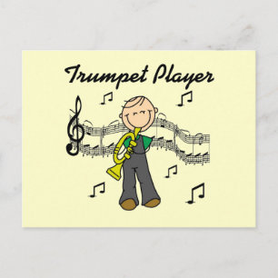 Postal Camisetas de figura de hombre tocando trompeta y r