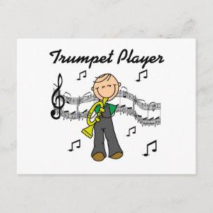 Postal Camisetas de figura de hombre tocando trompeta y r