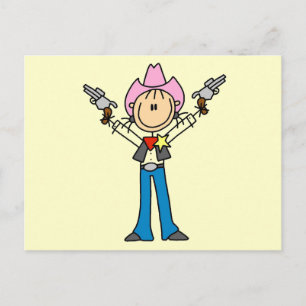 Postal Camisetas de vaquera sheriff con figuras de palito