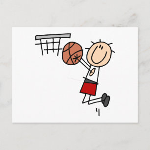 Postal Camisetas rojas de baloncesto con tiro en suspensi