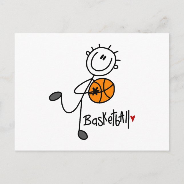 Postal Camisetas y regalos básicos de baloncesto con figu (Anverso)