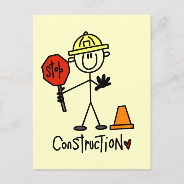 Postal Camisetas y regalos básicos de construcción (Anverso)