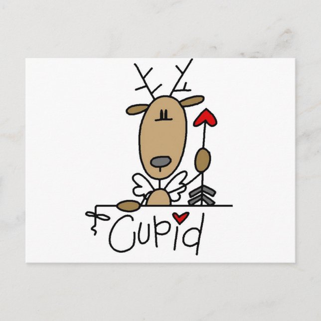 Postal Camisetas y regalos cupido de renos (Anverso)