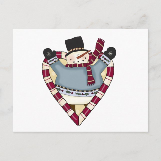 Postal Camisetas y regalos de amor para hombres de nieve (Anverso)