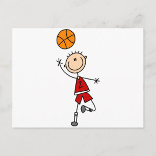 Postal Camisetas y regalos de baloncesto para niños rojos