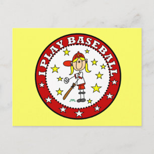 Postal Camisetas y regalos de béisbol para niñas