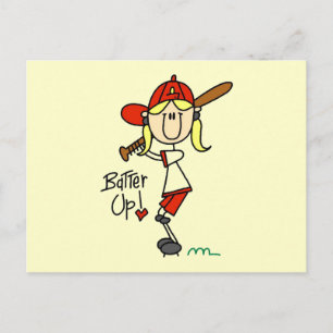 Postal Camisetas y regalos de béisbol para niñas Batter U