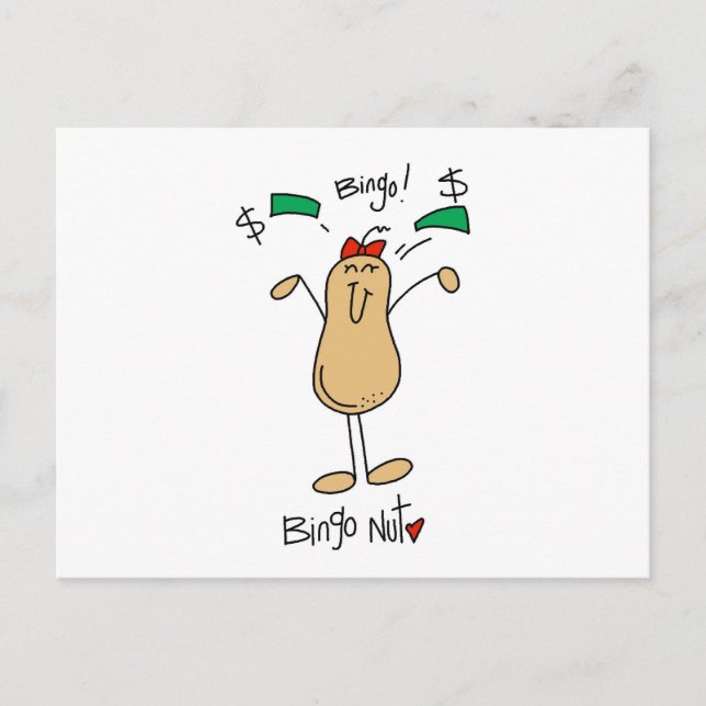 Postal Camisetas y regalos de Bingo Nut (Anverso)
