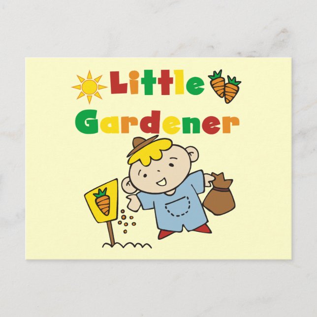 Postal Camisetas y regalos de Boy Little Gardener (Anverso)