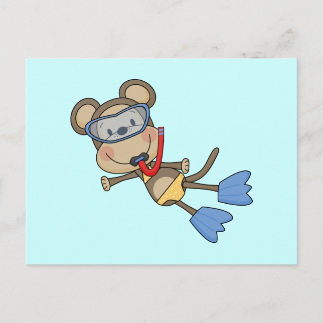 Postal Camisetas y regalos de buceo con tubo en los monos (Anverso)