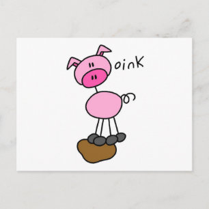 Postal Camisetas y regalos de Cerdo dice Oink