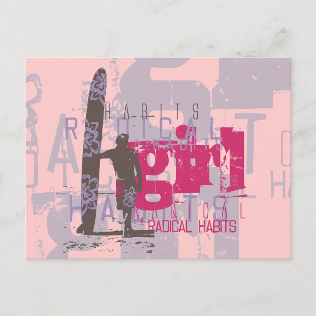 Postal Camisetas y regalos de Chica surfista (Anverso)