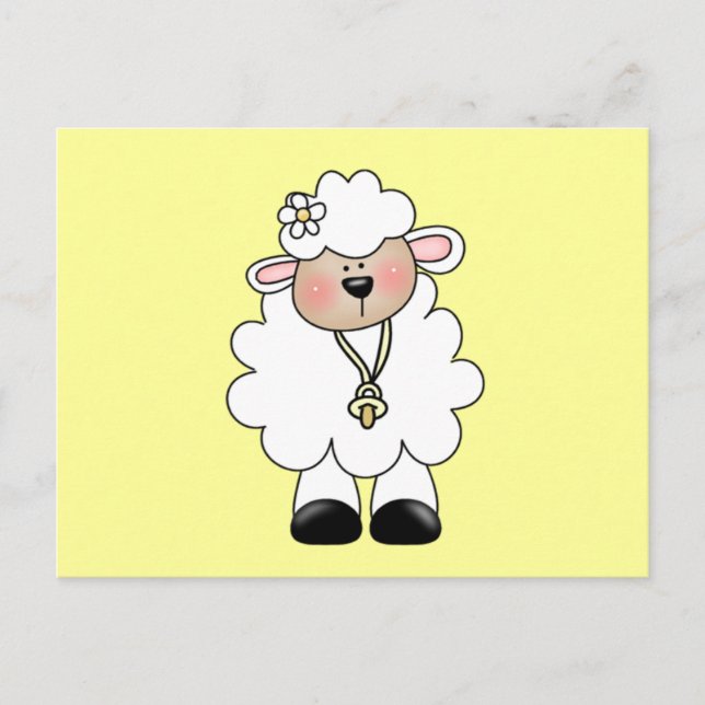 Postal Camisetas y regalos de cordero blanco (Anverso)