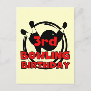 Postal Camisetas y regalos de cumpleaños de bolos 3 años