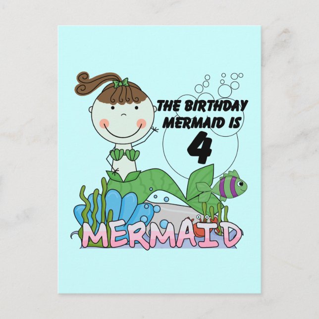 Postal Camisetas y regalos de cumpleaños de Sirena (Anverso)