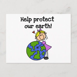 Postal Camisetas y regalos de Girl Protect Our Earth
