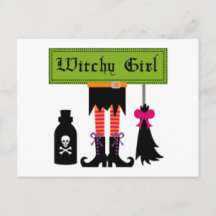 Postal Camisetas y regalos de Halloween Chica Brujero