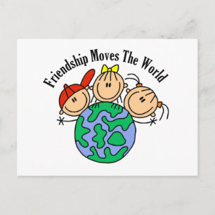 Postal Camisetas y regalos de La amistad mueve el mundo