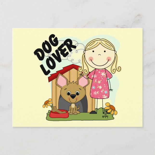 Postal Camisetas y regalos de la Chica Dog Lover Blond (Anverso)