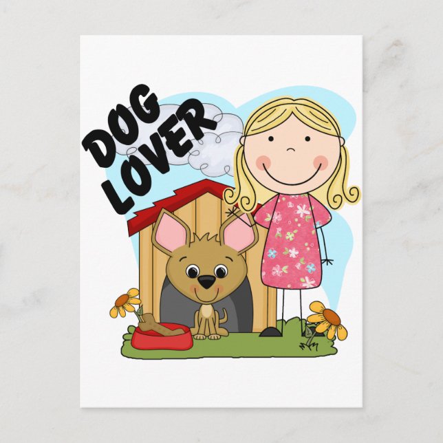 Postal Camisetas y regalos de la Chica Dog Lover Blond (Anverso)