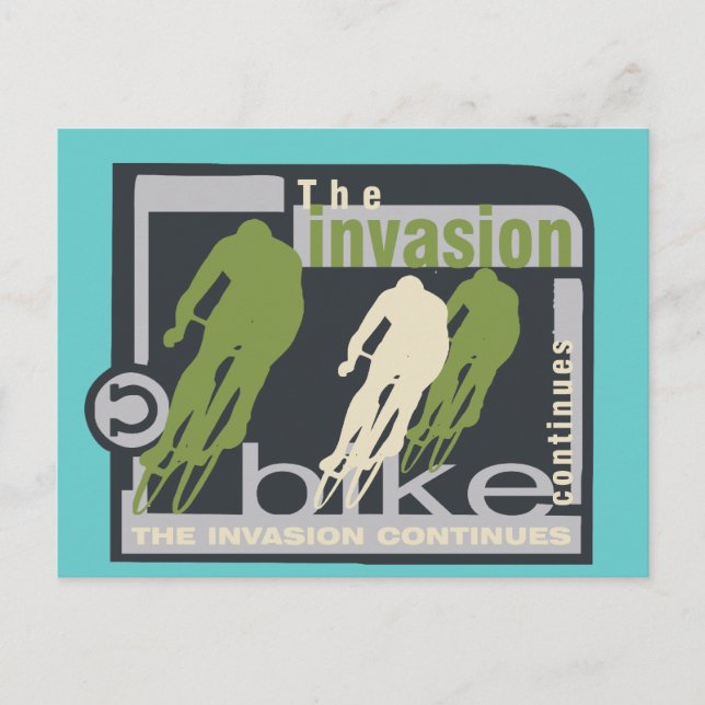 Postal Camisetas y regalos de la invasión ciclista (Anverso)