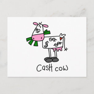Postal Camisetas y regalos de la vaca del dinero