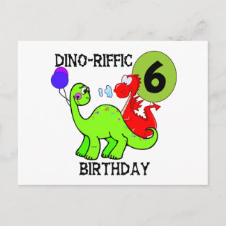 Postal Camisetas y regalos de los dinosaurios 6.º cumplea